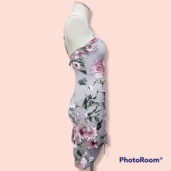 NWT Floral Bodycon Side Ruched Mini Dress - Picture 4 of 7